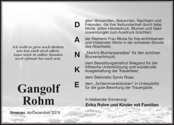 Traueranzeige von Gangolf Rohm von Südthüringer Presse