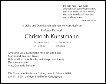 Traueranzeige von Christoph Kunstmann von Neue Presse Coburg