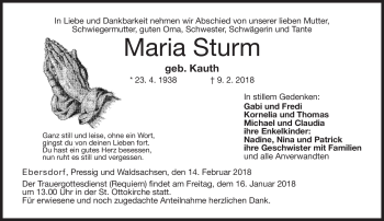 Traueranzeige von Maria Sturm von Neue Presse Coburg
