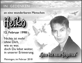Traueranzeige von Heiko Marx von Südthüringer Presse