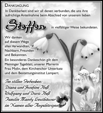 Traueranzeige von Steffen Heß von Südthüringer Presse