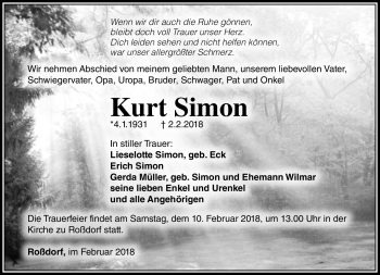 Traueranzeige von Kurt Simon von Südthüringer Presse