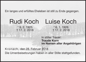 Traueranzeige von LuiseRudi KochKoch von Neue Presse Coburg