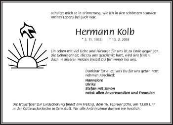 Traueranzeige von Hermann Kolb von Frankenpost