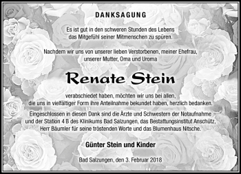 Traueranzeige von Rante Stein von Südthüringer Presse