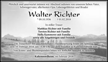Traueranzeige von Walter Richter von Südthüringer Presse
