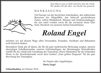 Traueranzeige von Roland Engel von Südthüringer Presse