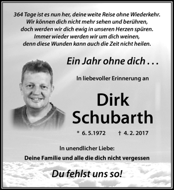 Traueranzeige von Dirk Schubarth von Neue Presse Coburg
