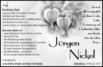 Traueranzeige von Klaus-Jürgen Nickel von Südthüringer Presse