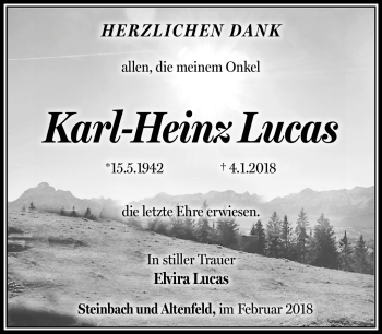 Traueranzeige von Karl-Heinz Lucas von Südthüringer Presse