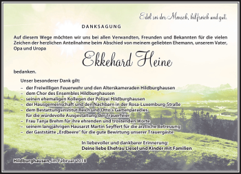 Traueranzeige von Ekkehard Heine von Südthüringer Presse