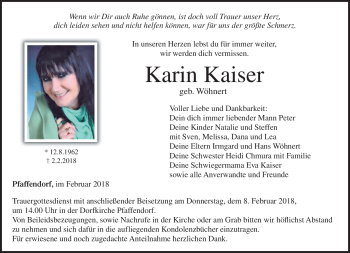 Traueranzeige von Karin Kaiser von Neue Presse Coburg