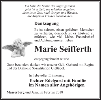 Traueranzeige von Marie Seifferth von Südthüringer Presse