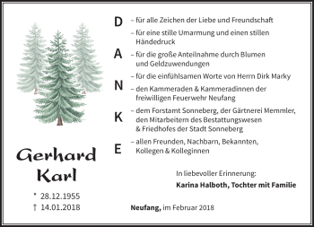 Traueranzeige von Gerhard Karl von Südthüringer Presse