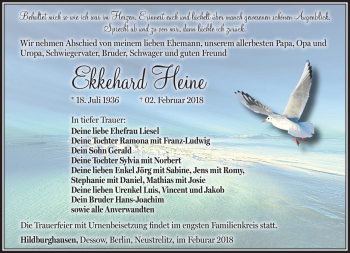 Traueranzeige von Ekkehardt Heine von Südthüringer Presse