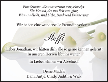 Traueranzeige von Steffi  von Südthüringer Presse