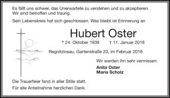 Traueranzeige von Hubert Oster von Frankenpost