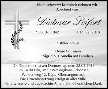 Traueranzeige von Dietmar Seifert von Neue Presse Coburg