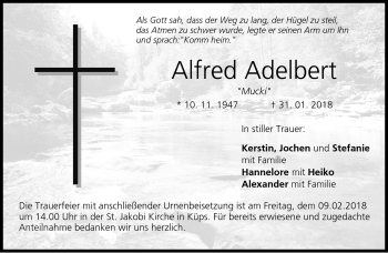 Traueranzeige von Alfred Adelbert von Neue Presse Coburg