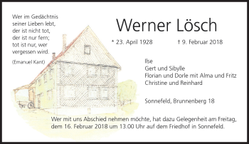 Traueranzeige von Werner Lösch von Neue Presse Coburg