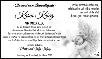 Traueranzeige von Karin Krieg von Südthüringer Presse