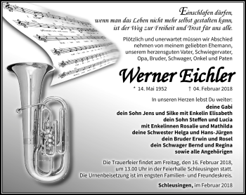 Traueranzeige von Werner Eichler von Südthüringer Presse