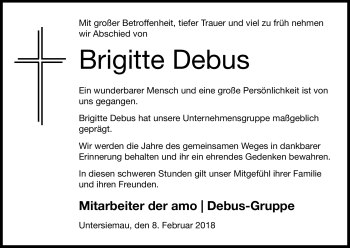 Traueranzeige von Brigitte Debus von Neue Presse Coburg