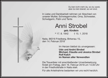Traueranzeige von Anni Strobel von Frankenpost