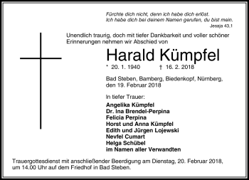 Traueranzeige von Harald Kümpfel von Frankenpost