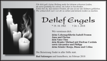 Traueranzeige von Detlef Engels von Südthüringer Presse