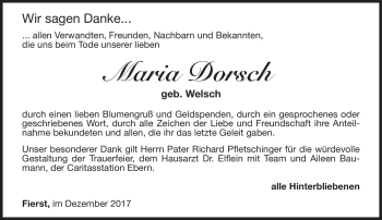 Traueranzeige von Maria Dorsch von Neue Presse Coburg