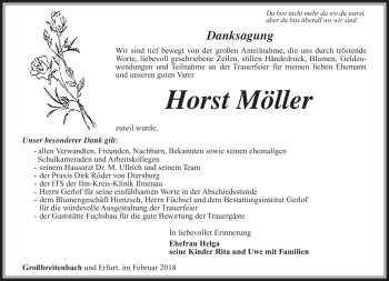 Traueranzeige von Horst Möller von Südthüringer Presse