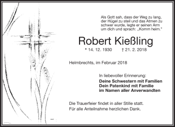 Traueranzeige von Robert Kießling von Frankenpost