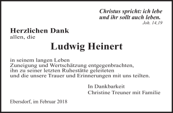 Traueranzeige von Ludwig Heinert von Neue Presse Coburg