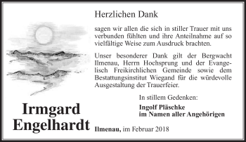 Traueranzeige von Irmgard Engelhardt von Südthüringer Presse