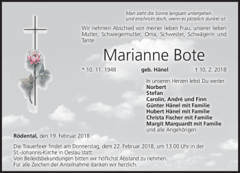 Traueranzeige von Marianne Bote von Neue Presse Coburg