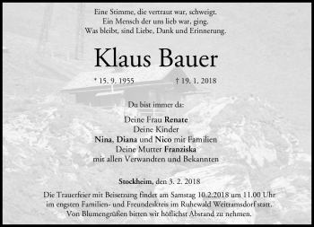Traueranzeige von Klaus Bauer von Neue Presse Coburg