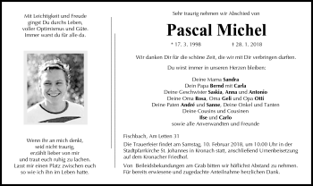 Traueranzeige von Pascal Michel von Neue Presse Coburg
