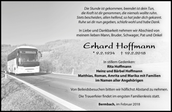Traueranzeige von Erhard Hoffmann von Südthüringer Presse