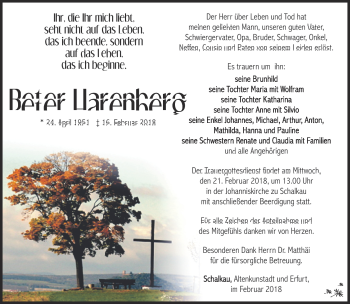 Traueranzeige von Peter Harenberg von Südthüringer Presse