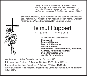 Traueranzeige von Helmut Ruppert von Neue Presse Coburg