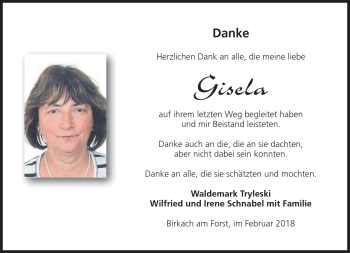 Traueranzeige von Gisela Tryleski von Neue Presse Coburg
