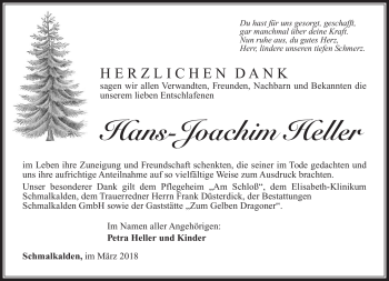 Traueranzeige von Hans-Joachim Heller von Südthüringer Presse
