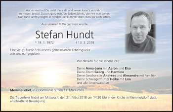 Traueranzeige von Stefan Hundt von Neue Presse Coburg