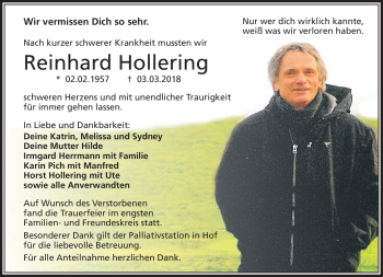 Traueranzeige von Reinhard Hollering von Frankenpost