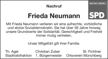Traueranzeige von Frieda Neumann von Frankenpost