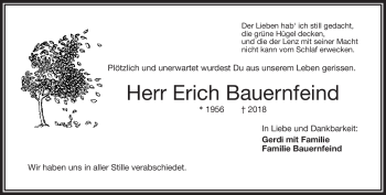 Traueranzeige von Erich Bauernfeind von Frankenpost