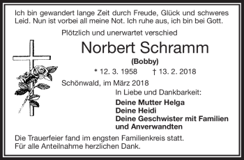 Traueranzeige von Norbert Schramm von Frankenpost