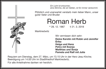 Traueranzeige von Roman Herb von Frankenpost