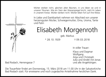 Traueranzeige von Elisabeth Morgenroth von Neue Presse Coburg